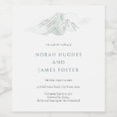 Eenvoudige Waterverf Bergon Green Natuur Wedding Wijn Etiket (Enkel label)