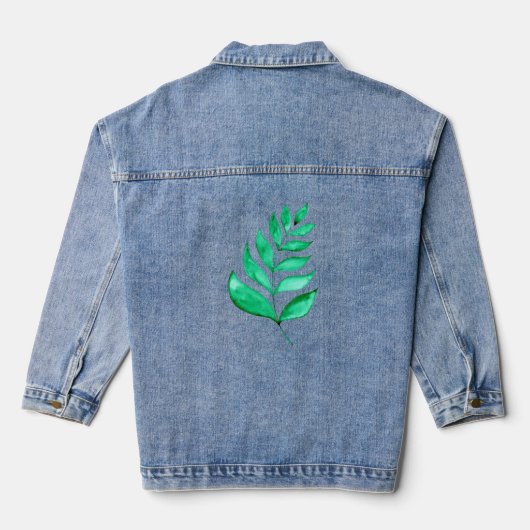 Eenvoudige waterverf bijkantoren - groen denim jacket (Achterkant)