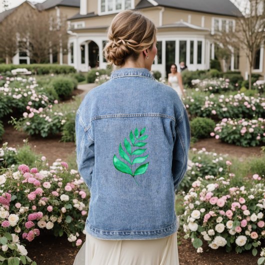 Eenvoudige waterverf bijkantoren - groen denim jacket (Huwelijk Achterkant)