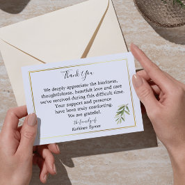 Eenvoudige Waterverf blad en tak Memorial Bedankkaart