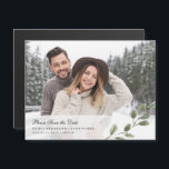 Eenvoudige Waterverf bladeren | Foto Sla de datum  Magnetische Uitnodiging<br><div class="desc">Deze eenvoudige en minimale bruiloft save the date magneetkaart is voorzien van een enkele,  elegante tak van groene waterverf olijfbladeren met klassieke script typografie,  en uw favoriete persoonlijke foto.</div>