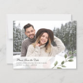 Eenvoudige Waterverf bladeren | Foto Sla de datum  Magnetische Uitnodiging (Voorkant)