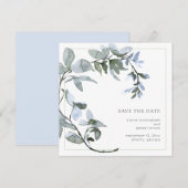 Eenvoudige Waterverf Blauwe Floral slaat de datum  Save The Date (Voorkant / Achterkant)