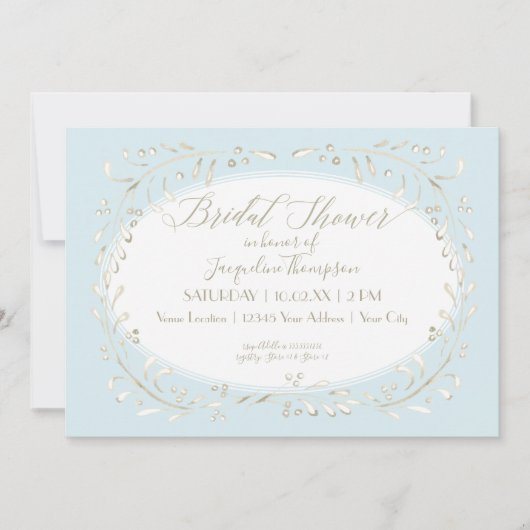 Eenvoudige Waterverf Blauwe Modern Leaf Branch Wed Kaart (Voorkant)