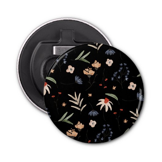 Eenvoudige waterverf bloemen 1 button flesopener (Voorkant)