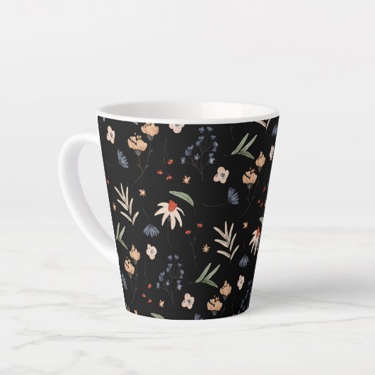 Eenvoudige waterverf bloemen 1 latte mok (Linkerhoek)