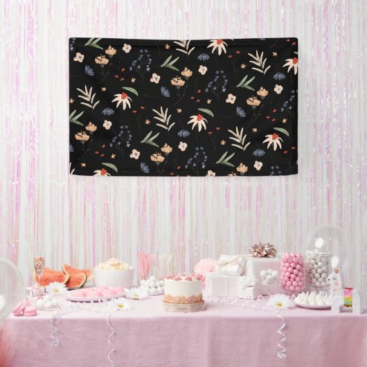 Eenvoudige waterverf bloemen 1 spandoek (Feest)