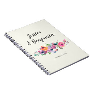 Eenvoudige Waterverf bloemen Elegant Custom Weddin Notitieboek