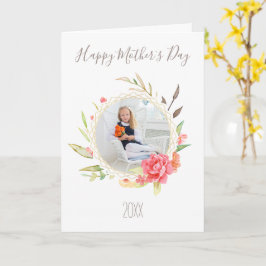 Eenvoudige Waterverf Bloemen met Foto Moederdag Kaart