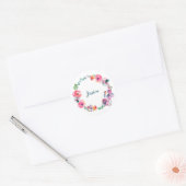 Eenvoudige Waterverf bloemen Modern Elegant Ronde Sticker (Envelop)