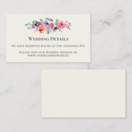 Eenvoudige Waterverf bloemen Modern Elegant Weddin Informatiekaartje