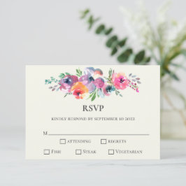 Eenvoudige Waterverf bloemen Modern Elegant Weddin RSVP Kaartje