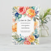 Eenvoudige Waterverf Bloemenbruiloft Save the Date (Staand voorkant)