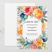 Eenvoudige Waterverf Bloemenbruiloft Save the Date (Voorkant / Achterkant)