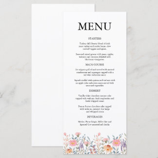 Eenvoudige Waterverf Bloemenkinderfeestje Menu