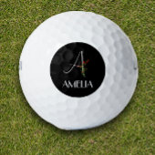 Eenvoudige waterverf bloemenletter A zwart Golfballen