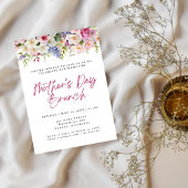 Eenvoudige waterverf bloemetjes moederdag brunch kaart