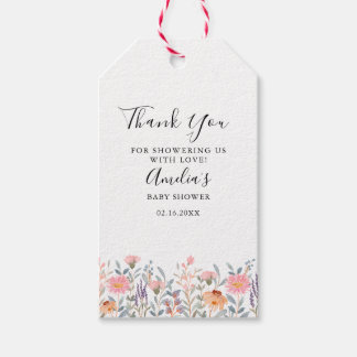 Eenvoudige Waterverf Bloemetuin Baby Shower Cadeaulabel