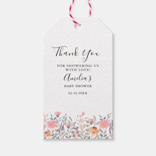 Eenvoudige Waterverf Bloemetuin Baby Shower Cadeaulabel (Voorkant)
