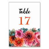 Eenvoudige waterverf bloemige oranje & roze bruilo kaart (Voorkant)