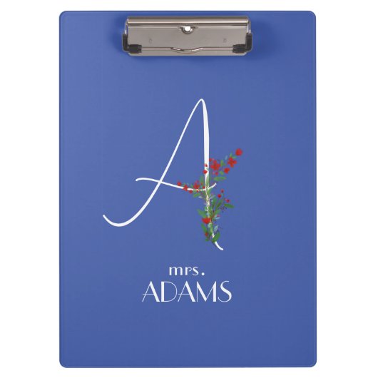 Eenvoudige waterverf bloemletter A Klembord (Voorkant)