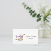 Eenvoudige Waterverf Bloemnaaimachine Visitekaartje (Staand voorkant)