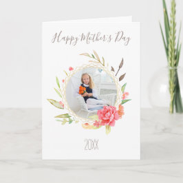 Eenvoudige waterverf bloemstuk met foto Moederdag Kaart