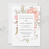 Eenvoudige Waterverf Blush Pink Floral Wedding Kaart (Voorkant)