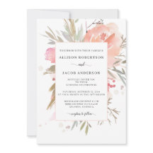 Eenvoudige Waterverf Blush Pink Floral Wedding