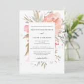 Eenvoudige Waterverf Blush Pink Floral Wedding Kaart (Staand voorkant)