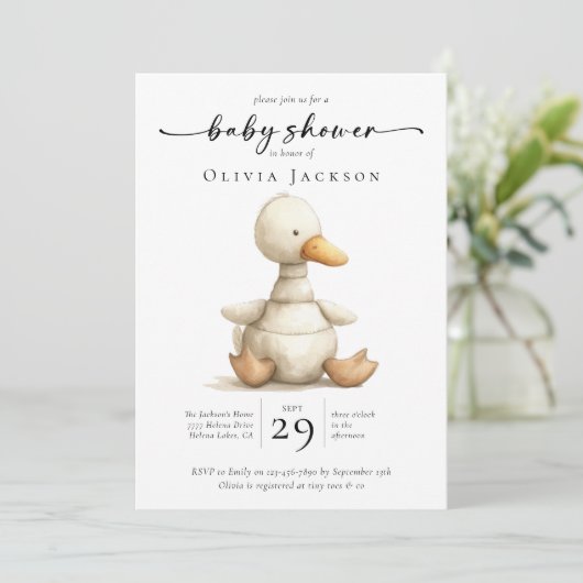 Eenvoudige Waterverf Boerderij eend Baby shower Kaart (Staand voorkant)