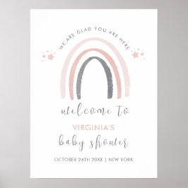 Eenvoudige Waterverf Boho Rainbow Baby shower Welk Poster