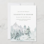 Eenvoudige Waterverf Bos bruiloft uitnodiging (Voorkant)