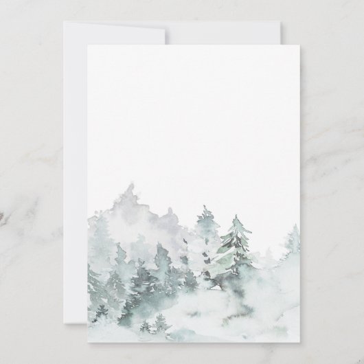 Eenvoudige Waterverf Bos bruiloft uitnodiging (Achterkant)