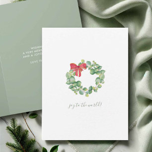 Eenvoudige waterverf botanische krans kerstkaart feestdagen kaart