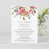 Eenvoudige Waterverf Bouquet Elopement Reception Kaart (Staand voorkant)