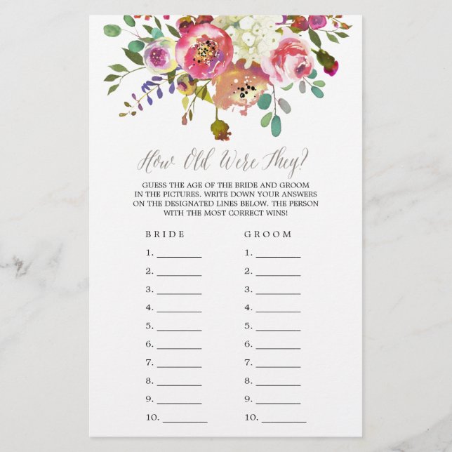 Eenvoudige Waterverf Bouquet hoe oud ze waren (Achterkant)