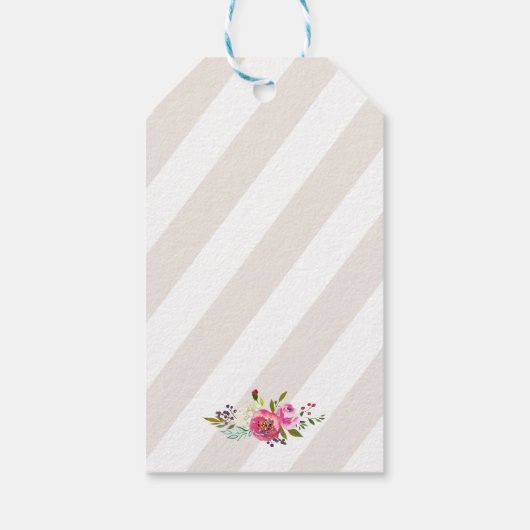 Eenvoudige Waterverf Bouquet "Love & Bedankt" Wedd Cadeaulabel (Achterkant)