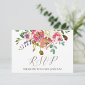 Eenvoudige Waterverf Bouquet Website RSVP Card (Staand voorkant)