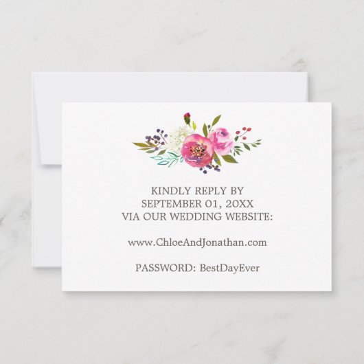 Eenvoudige Waterverf Bouquet Website RSVP Card (Achterkant)