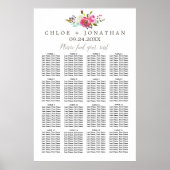 Eenvoudige Waterverf Bouquet Wedding Seating Chart Poster (Voorkant)