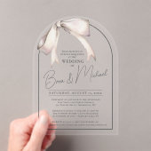 Eenvoudige Waterverf Bow Elegant Grey Arch Wedding Acryl Uitnodigingen (Insitu (Draagbaar))