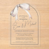 Eenvoudige Waterverf Bow Elegant Grey Arch Wedding Acryl Uitnodigingen (Voorkant)