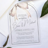 Eenvoudige Waterverf Bow Elegant Grey Arch Wedding Acryl Uitnodigingen