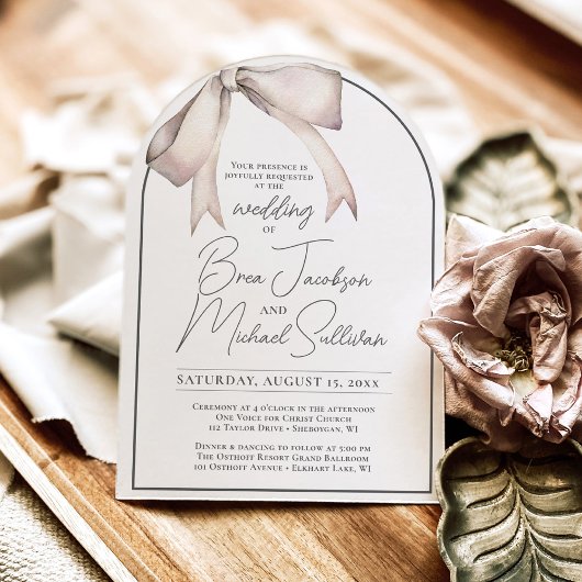 Eenvoudige Waterverf Bow Elegant Modern Arch Weddi Kaart