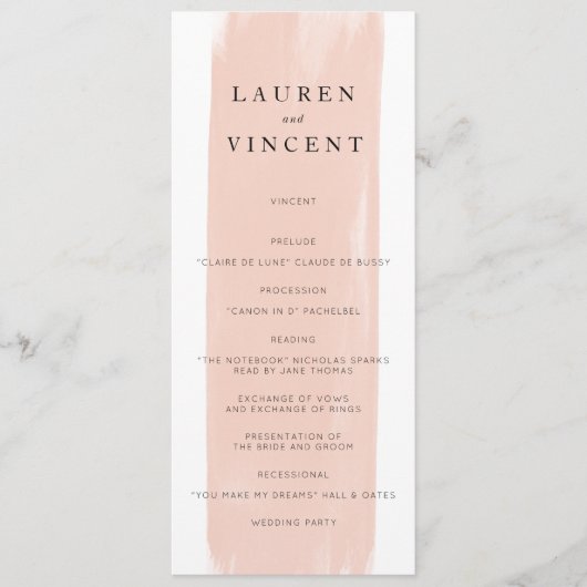 Eenvoudige Waterverf bruiloft programma Programmakaart (Voorkant)