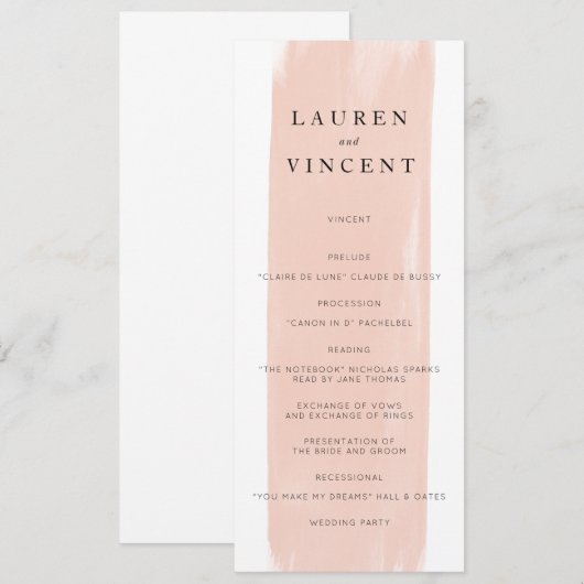 Eenvoudige Waterverf bruiloft programma Programmakaart (Voorkant / Achterkant)