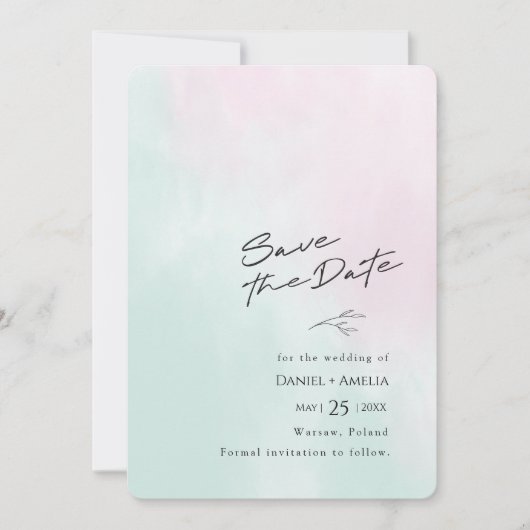 Eenvoudige Waterverf Bruiloft Save The Date Kaart (Voorkant)