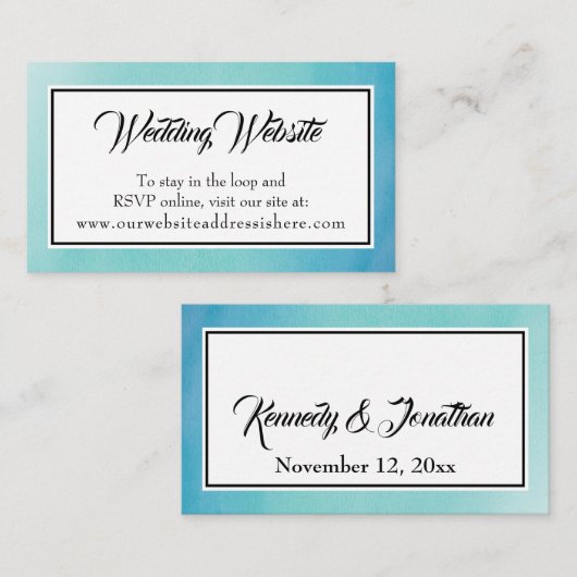 Eenvoudige Waterverf bruiloft website behuizing Ka Informatiekaartje (Voorkant / Achterkant)