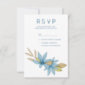 Eenvoudige waterverf bruin blauw bloemen RSVP Kaart (Voorkant)